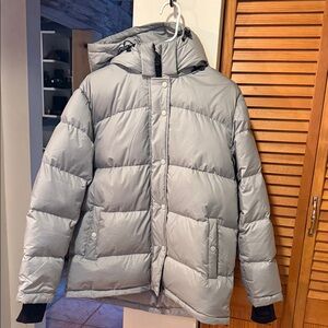 Quince Light Gray Puffer Jacket with Hood